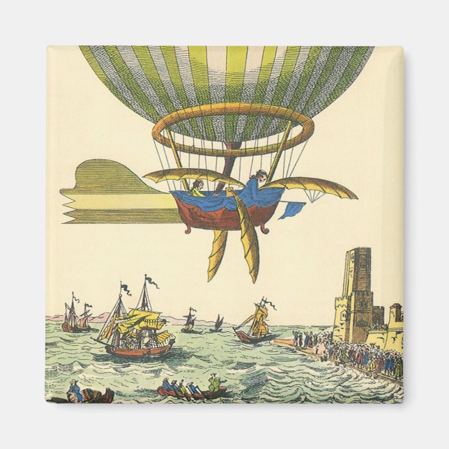 Vintage Science Fiction Steampunk Hot Air Balloon Magnet (Front)