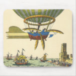 Vintage Science Fiction Steampunk Hot Air Balloon Mouse Pad