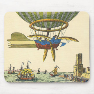 Vintage Science Fiction Steampunk Hot Air Balloon Mouse Pad