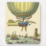 Vintage Science Fiction Steampunk Hot Air Balloon Mouse Pad