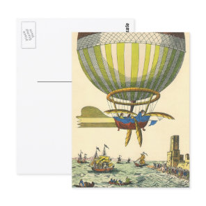 Vintage Science Fiction Steampunk Hot Air Balloon Postcard
