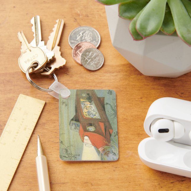 Vintage Science Fiction Steampunk Submarine in Sea Keychain (Desk)