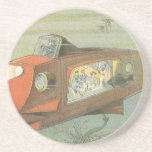 Vintage Science Fiction Steampunk Submarine in Sea Sandstone Coaster