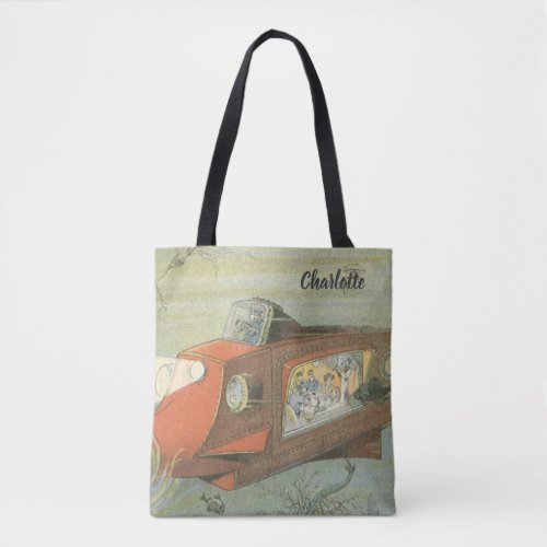 Vintage Science Fiction Steampunk Submarine in Sea Tote Bag