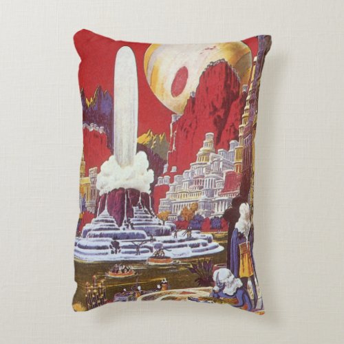 Vintage Science Fiction the Lost City of Atlantis Accent Pillow