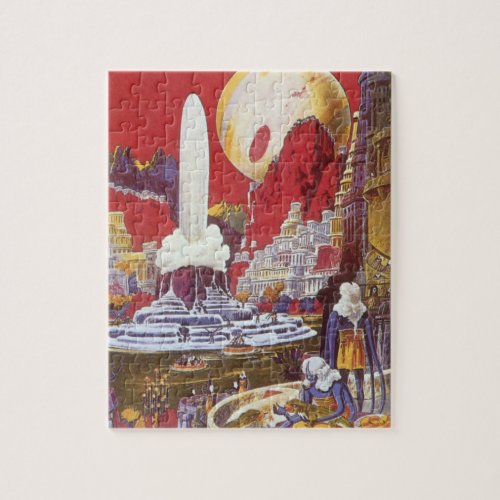 Vintage Science Fiction the Lost City of Atlantis Jigsaw Puzzle