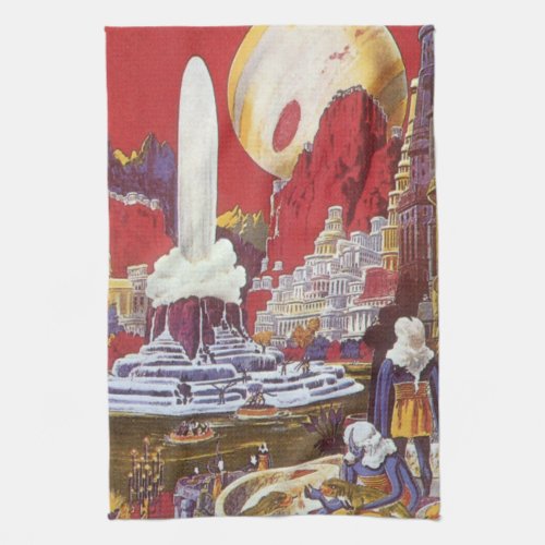 Vintage Science Fiction the Lost City of Atlantis Kitchen Towel