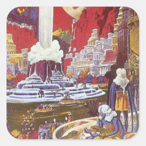 Vintage Science Fiction the Lost City of Atlantis Square Sticker