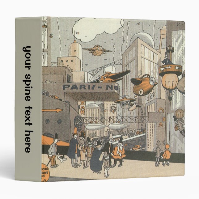 Vintage Science Fiction Urban Paris, Steam Punk Binder (Front/Spine)