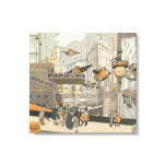 Vintage Science Fiction Urban Paris, Steam Punk Canvas Print