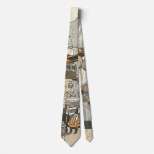 Vintage Science Fiction Urban Paris, Steam Punk Neck Tie