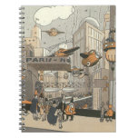 Vintage Science Fiction Urban Paris, Steam Punk Notebook