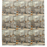 Vintage Science Fiction Urban Paris, Steam Punk Shower Curtain