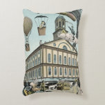 Vintage Science Fiction, Victorian Steam Punk City Accent Pillow