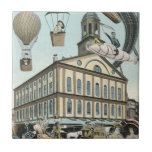 Vintage Science Fiction, Victorian Steam Punk City Ceramic Tile