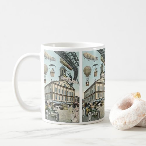 Vintage Science Fiction Victorian Steam Punk City Coffee Mug