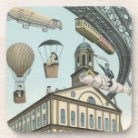 Vintage Science Fiction, Victorian Steam Punk City Drink Coaster