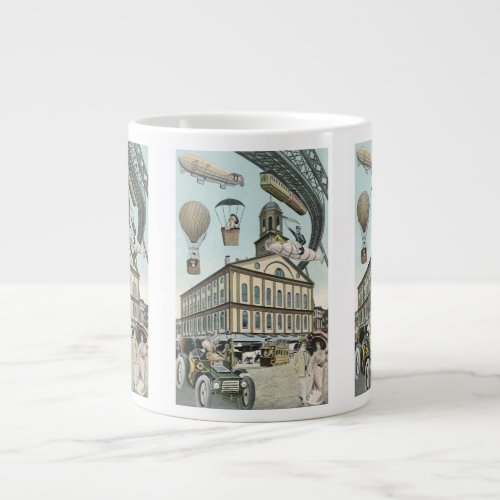 Vintage Science Fiction Victorian Steam Punk City Large Coffee Mug