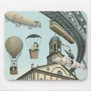 Vintage Science Fiction, Victorian Steam Punk City Mouse Pad