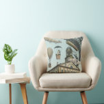 Vintage Science Fiction, Victorian Steam Punk City Throw Pillow