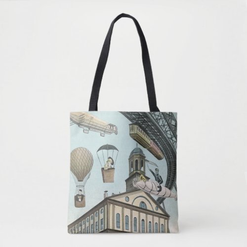 Vintage Science Fiction Victorian Steam Punk City Tote Bag