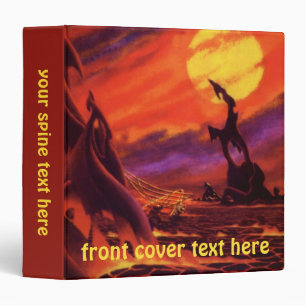 Vintage Science Fiction Volcano Planet w Red Lava 3 Ring Binder