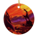 Vintage Science Fiction Volcano Planet w Red Lava Ceramic Ornament