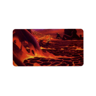 Vintage Science Fiction Volcano Planet w Red Lava Label