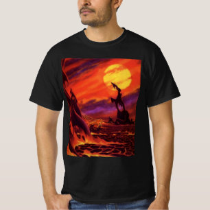 Vintage Science Fiction Volcano Planet w Red Lava T-Shirt