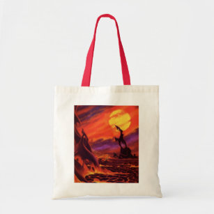 Vintage Science Fiction Volcano Planet w Red Lava Tote Bag