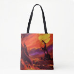 Vintage Science Fiction Volcano Planet w Red Lava Tote Bag