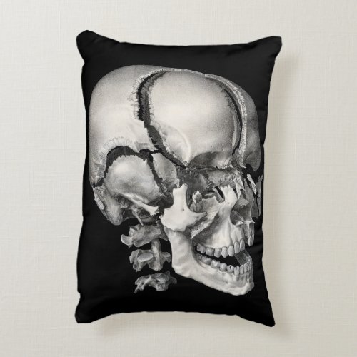 Vintage Science Human Anatomy Antique Skull Accent Pillow