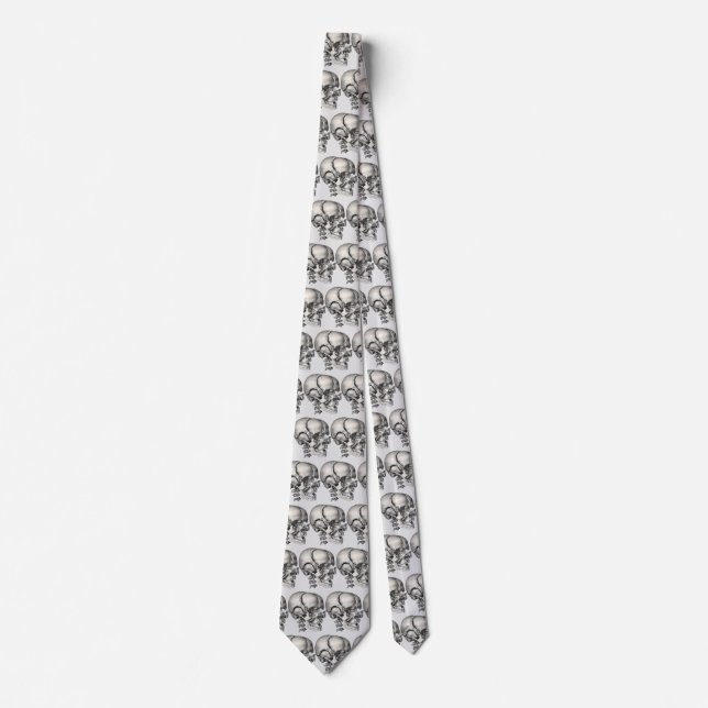 Vintage Science Human Anatomy, Antique Skull Neck Tie (Front)