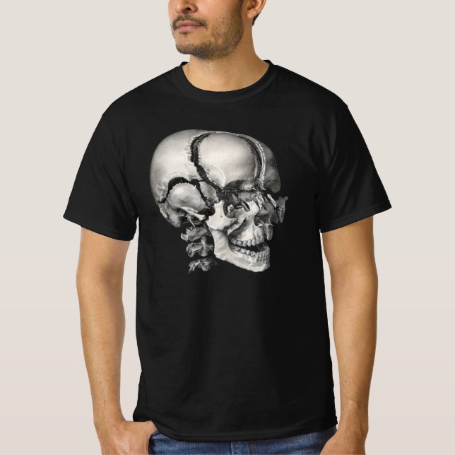 Vintage Science Human Anatomy, Antique Skull T-Shirt (Front)