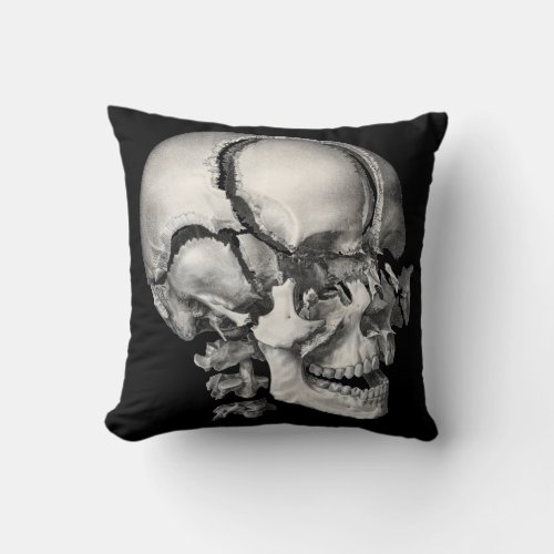 Vintage Science Human Anatomy Antique Skull Throw Pillow