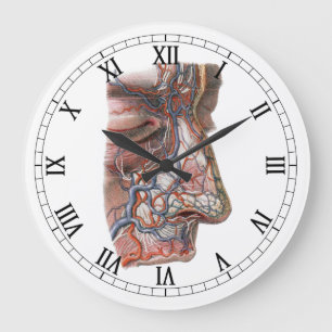 Vintage Science Human Anatomy, Face with Nose Large Clock