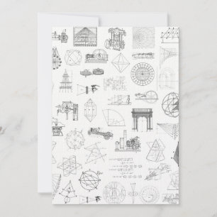 Vintage Science Illustrations Black White Pattern Card