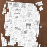 Vintage Science Illustrations Black White Pattern Jigsaw Puzzle<br><div class="desc">Vintage black and white diagram and blueprint pattern. Image themes include science,  mathematics,  buildings and monuments,  astronomy,  and manufacturing. There is an antique car blueprint,  an old eclipse diagram,  and more.

Makes a great birthday,  Christmas,  or other holiday gift,  especially for those who love science and engineering history!</div>