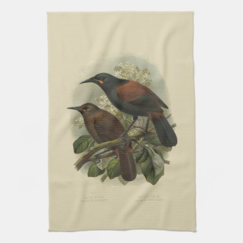 Vintage Science NZ Birds _ Saddleback Tea Towel