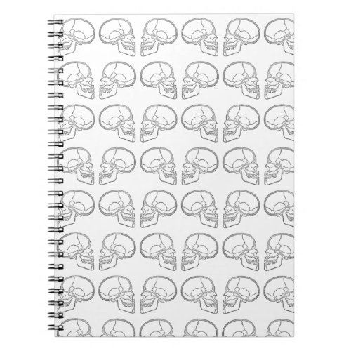 Vintage scientific skull diagram stamp pattern notebook