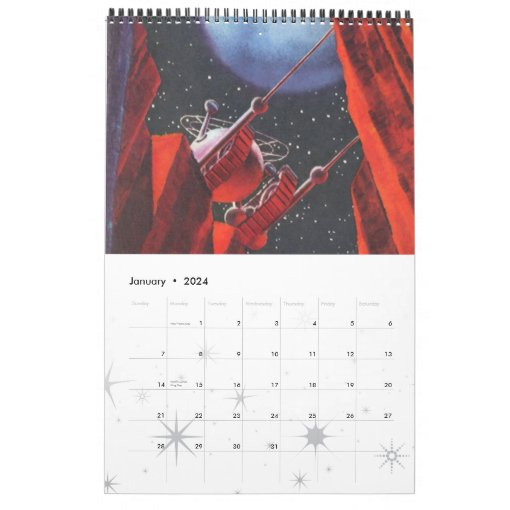 Vintage SciFi Illustrations, Retro Science Fiction Calendar Zazzle