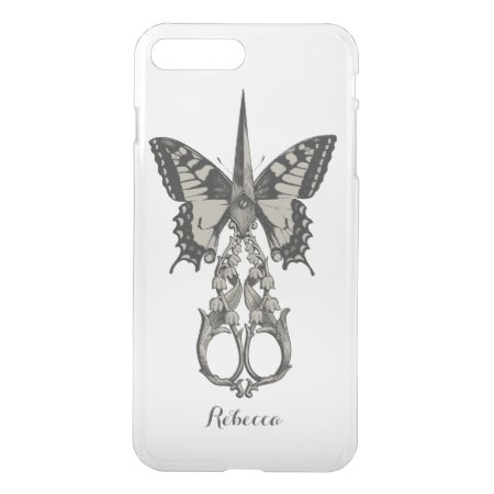 Vintage Scissor & Butterfly With Name Iphone 8 Plus/7 Plus Case