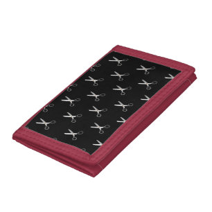 Vintage Scissors Black Minimalist Pattern Tri-fold Wallet
