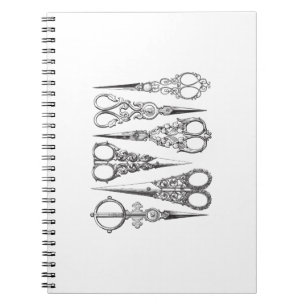 Vintage Scissors Elegant Black White Decorative Notebook