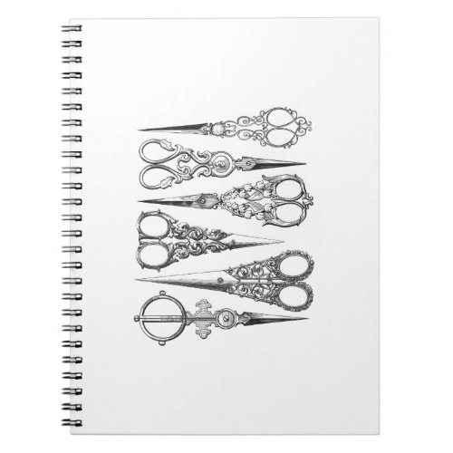 Vintage Scissors Elegant Black White Decorative Notebook