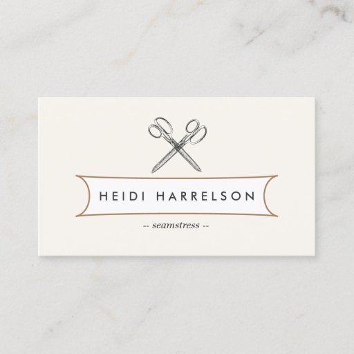 Customizable VINTAGE SCISSORS LOGO for Seamstress, Crafters Business Card Template