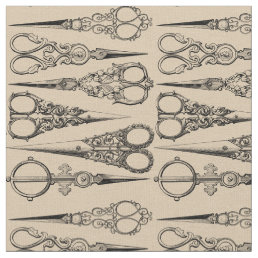 Vintage Scissors Pattern Hairdressers Salons Fabric