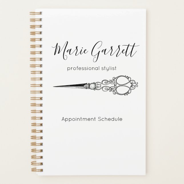 Vintage Scissors Salon Business Custom Planner (Front)