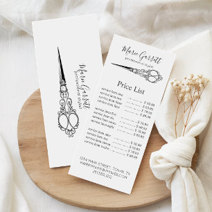 Vintage Scissors Salon Business Price Rack Card