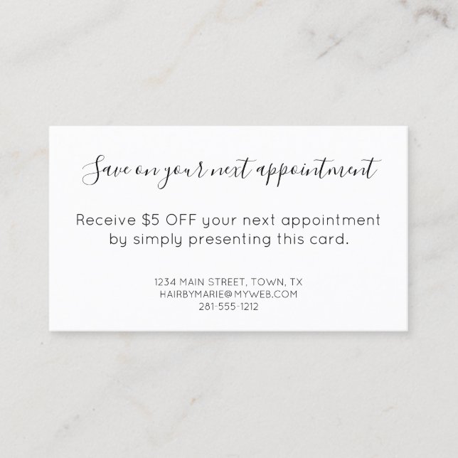 Vintage Scissors Salon Discount Card (Front)